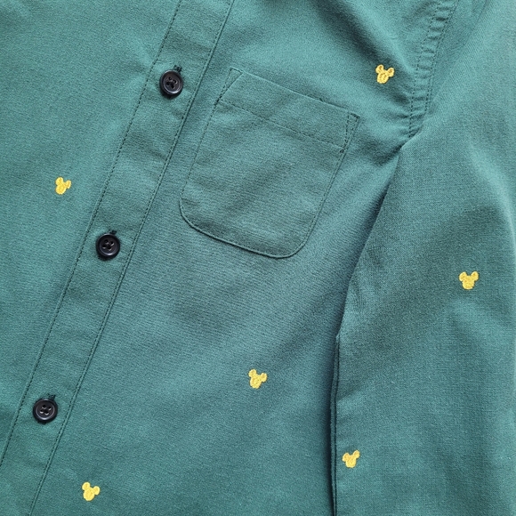 Embroidered Mickey Mouse Icon Holiday Long Sleeve Button Front Shirt for Boys 4 - Picture 5 of 13